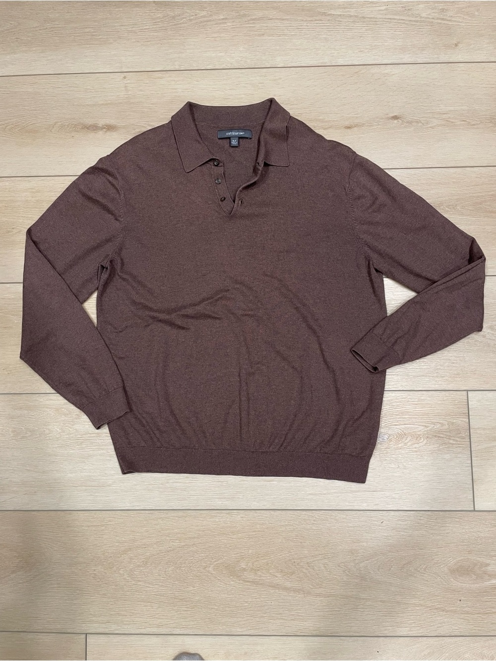 croft&barrow Men's Long Sleeve Polo in Brown Size XL